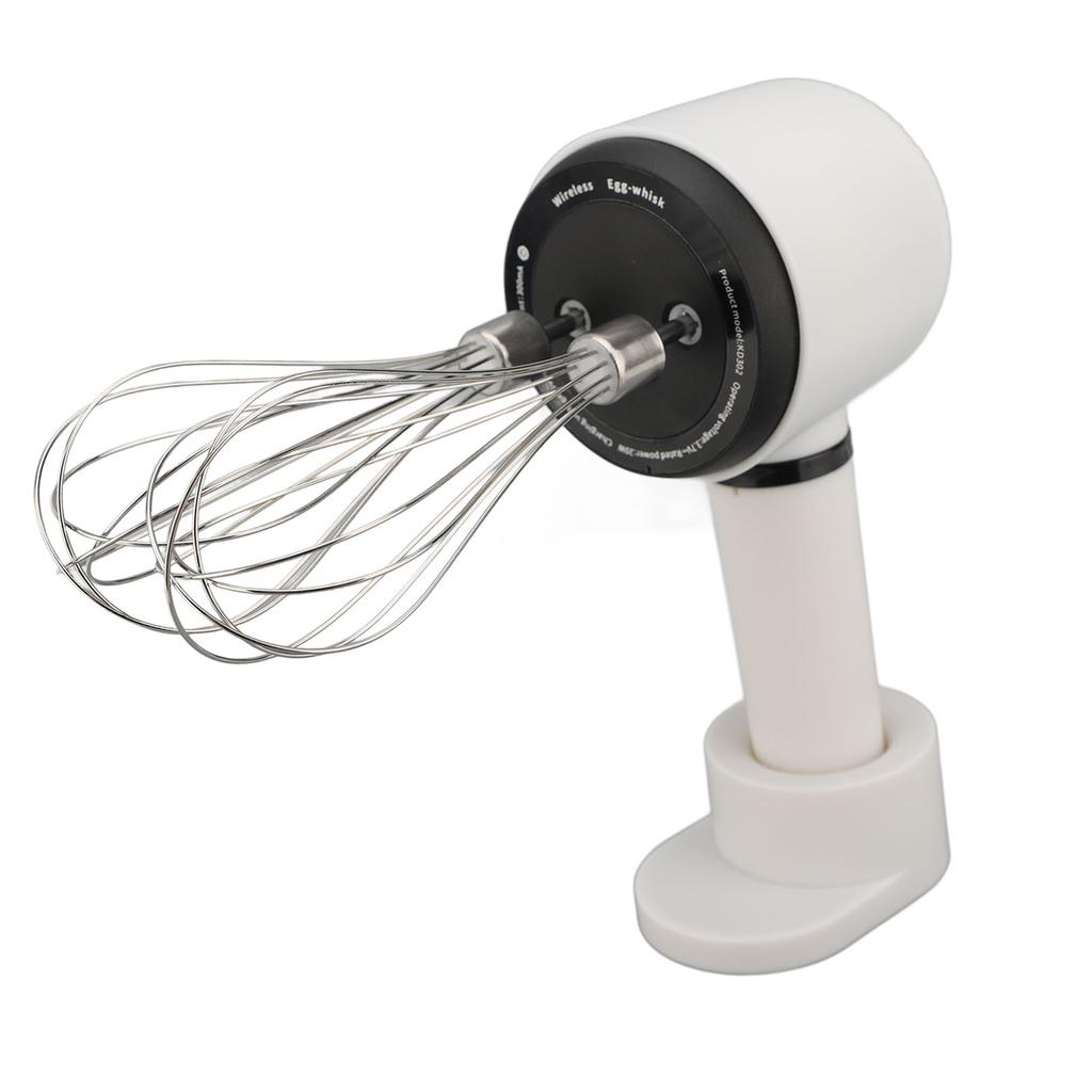 Electric Hand Mixer Dual Head Stainless Steel USB Rechargeable Low Speed Cordless Electric Hand Whisk for Baking Kitchen