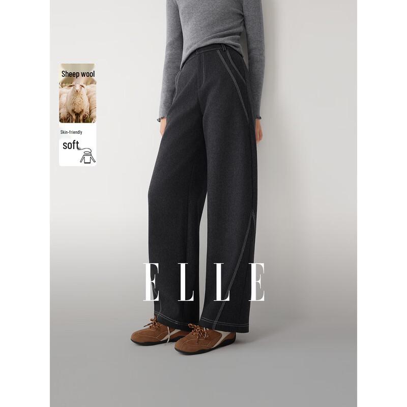 ELLE Women s Merino Wool Loose Casual Pants L