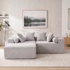Seção transversal modular com chaise longue em L, sala de estar, quarto, sofá com almofada macia - sem necessidade de instalação - tecido de chenille(Cinzento)