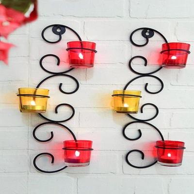 Set of 2 Sconces Wall , Metal Wall Sconce with Glass Cups for Home