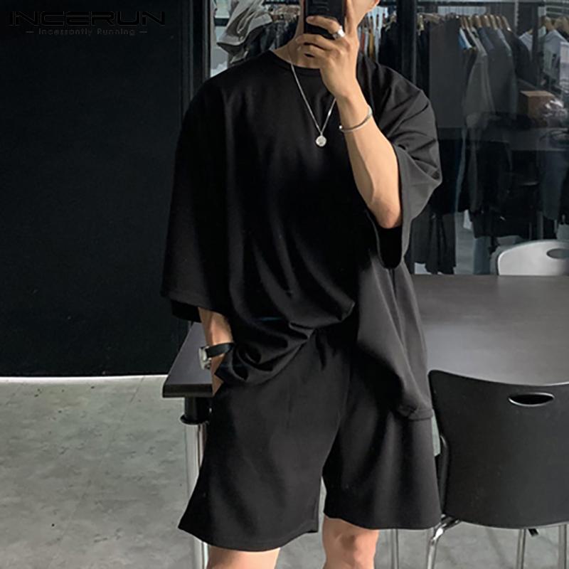 INCERUN Pánské společenské oblečení Léto Topy a šortky s krátkým rukávem Oblečení 2ks