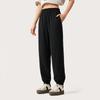 Li Ning Sports Lifestyle Series Solid Color Mid Waist Breathable Versatile Jogger Knit Sports Pants Women bottoms Black AKLV202-2