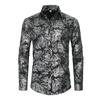 Camicia Casual da Uomo a Maniche Lunghe con Bottoni e Jacquard