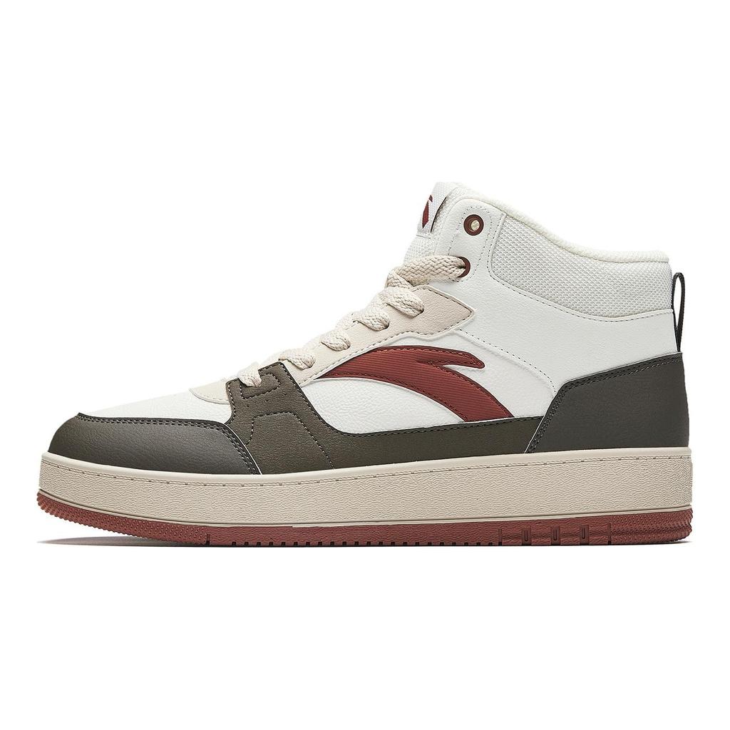 Anta First Year Wear resistant And Lightweight High top Skateboard Shoes Men's White Brown Red 912548083-6