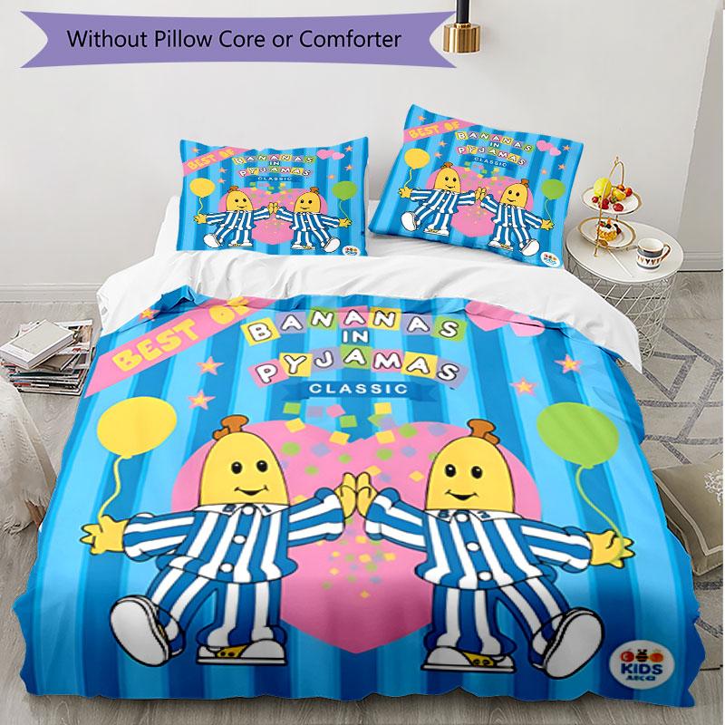 3pcs Duvet Cover Set (1*Duvet Cover + 2*Pillowcase, Without Core), Bananas in Pyjamas Print Soft All‑Season Bedding Set, Home Bedroom Decor Gift