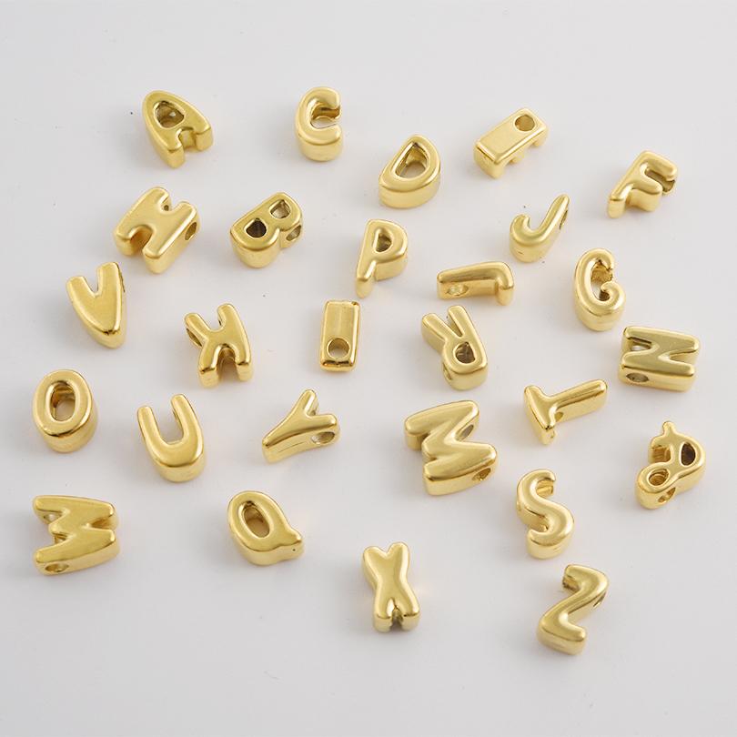 3/6pcs Real Gold Plated A-Z Stainless Steel Beads For Jewelry Making Supplies 2mm Hole Spacer/Loose Bead DIY Handmade Materials