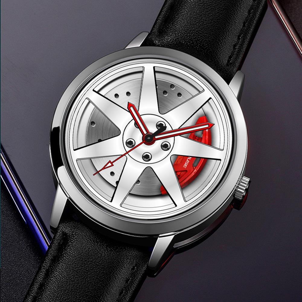 Boruse Belt Wheel Hub Locomotive Watch Men'S High-End Trend Waterproof Luminous Quartz Watch