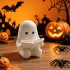 Rounded Ghost Ornament 3D Printed Halloween Figurine, Cute Spooky Resin Statue, Funny Desktop Tray Decorative Figures Decor, Tabletop Centerpiece for
