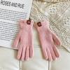 Wool Winter Gloves Fingerless Touchscreen Warm Lace Lambswool Knit Gloves Autumn Winter Adult