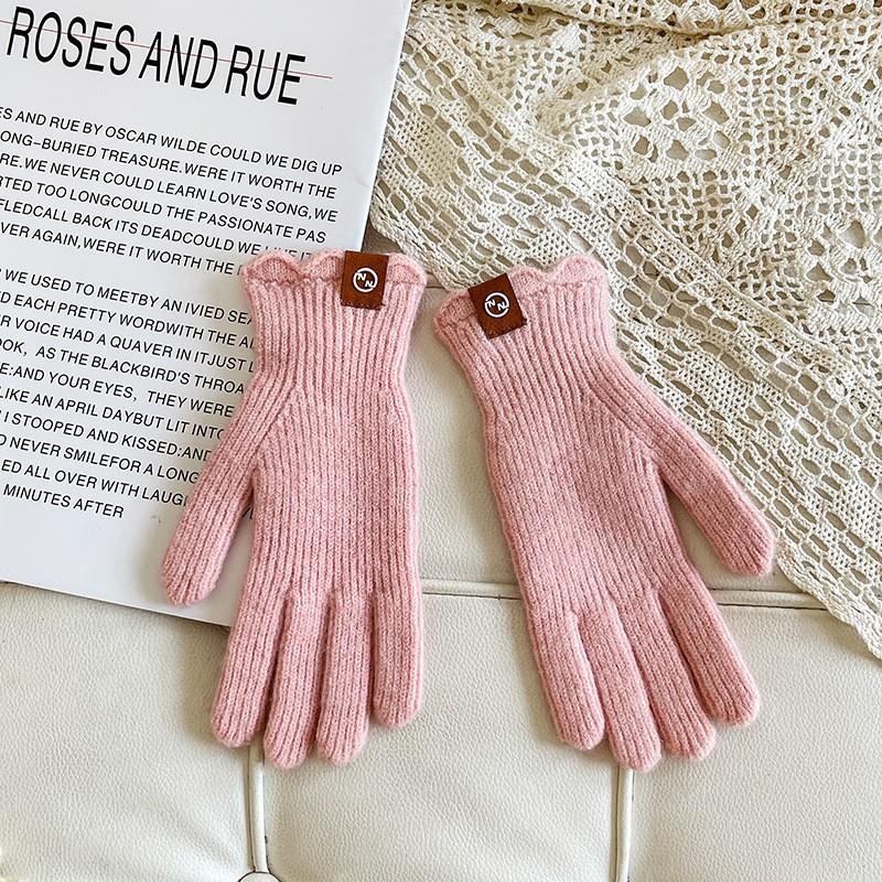 Wool Winter Gloves Fingerless Touchscreen Warm Lace Lambswool Knit Gloves Autumn Winter Adult