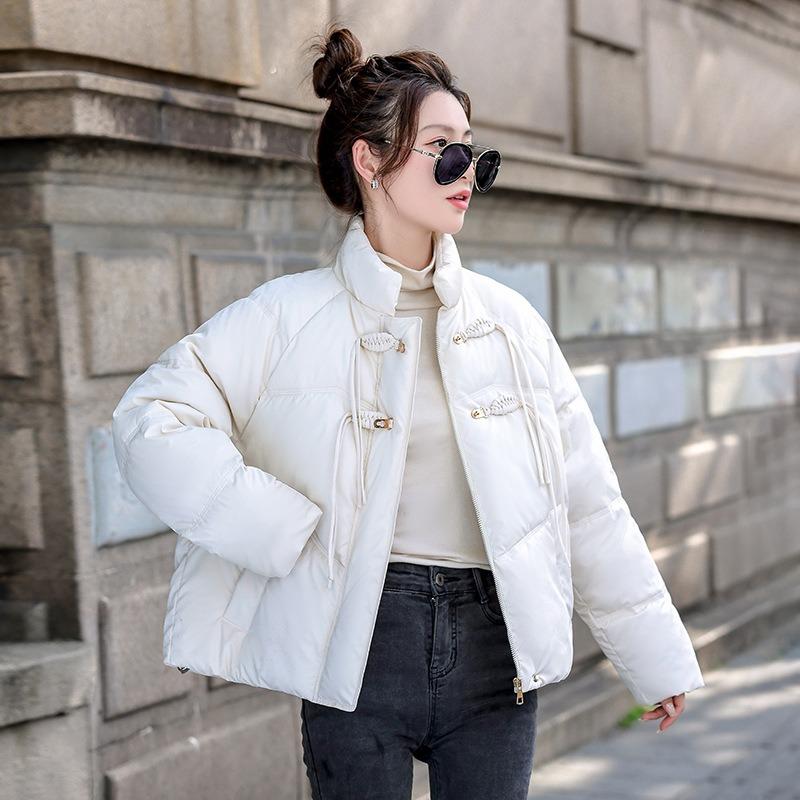 

Короткая пуховая хлопковая одежда женская однотонная зимняя новая легкая роскошная с пряжкой утолщенное пальто 2XL suggestion [145-160] catties белый