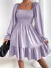 New Style Square Neck Parallel Crepe Fabric Body Gown with Ruffled Hemline