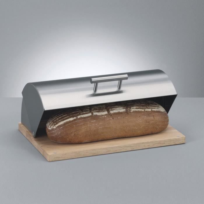 Boîte à pain en métal et caoutchouc - ZELLER - Blanc - 40x28x16cm