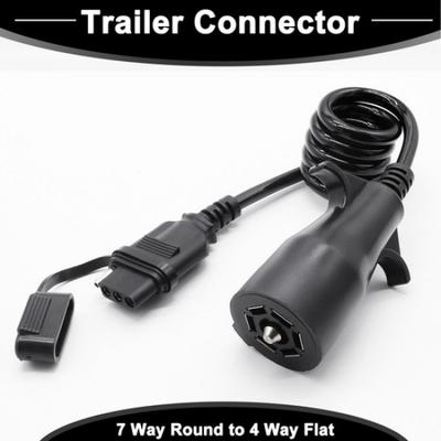 Round 7 Way To 4 Way Flat Adapter Wiring Trailer Connector Plug Socket Car Truck