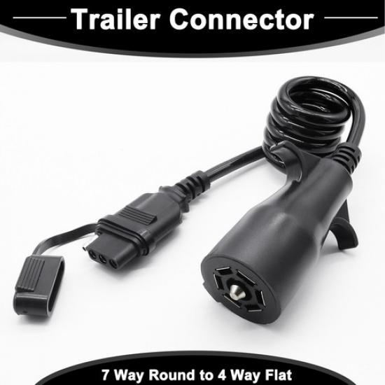 

Round 7 Way to 4 Way Flat Adapter Wiring Trailer Connector Plug Socket Car Truck