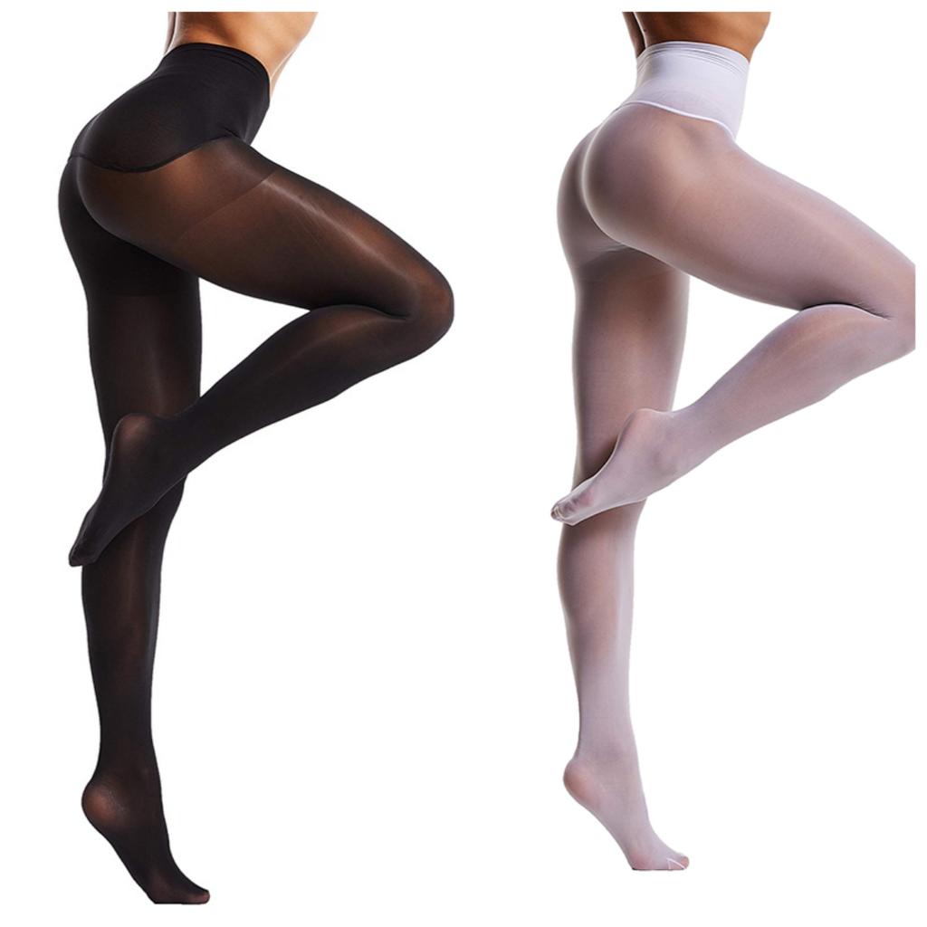 2 Paar Damen Feinstrumpfhosen Weiche Öl Glänzende Strümpfe Kontrollbund Strumpfhose Nahtloser Zwickel Strumpfhose Hohe Taille Glatte Strumpfhose