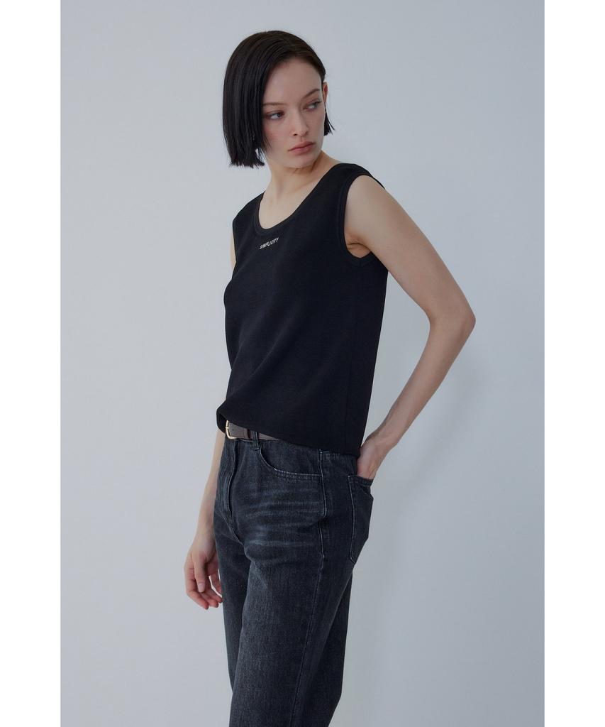 Bobeu Lettering Sleeveless Knit Pullover_Black 7156250003