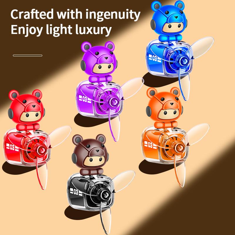 Rotating Fan Helmet Bear Car Air Outlet Air Freshener Vent Clips Perfume Diffuser Fragrance For Removing Odor Long-lasting