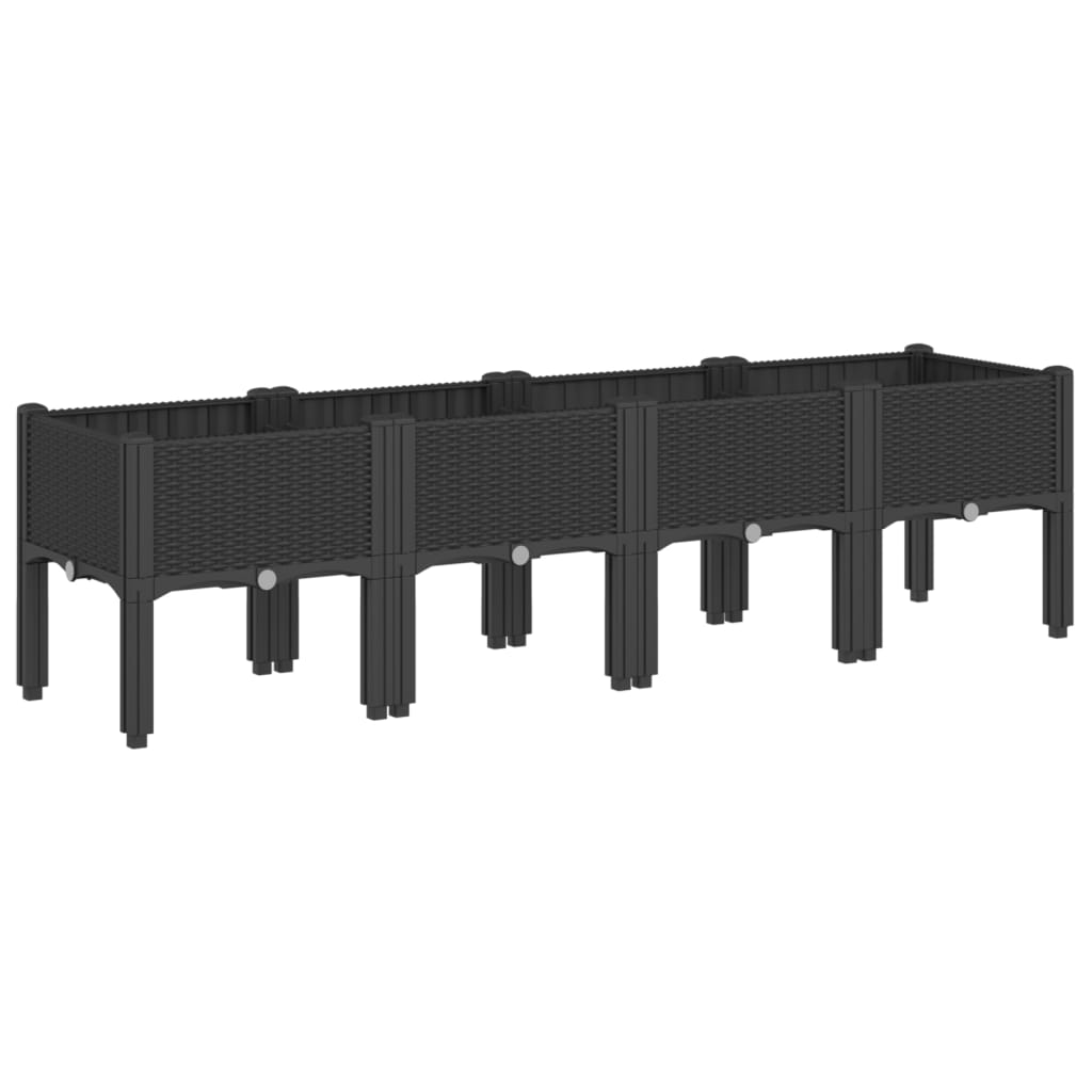 Planter with Legs Black 160 x 40 x 42 cm PP