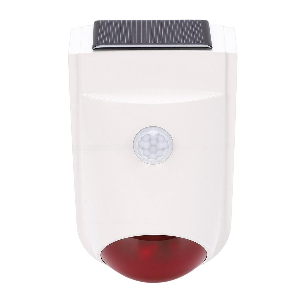 Solar Infrared Sound Light Alarm Custom Voice Input 110dB Waterproofing Wireless Motion Sensor Siren for Home Security