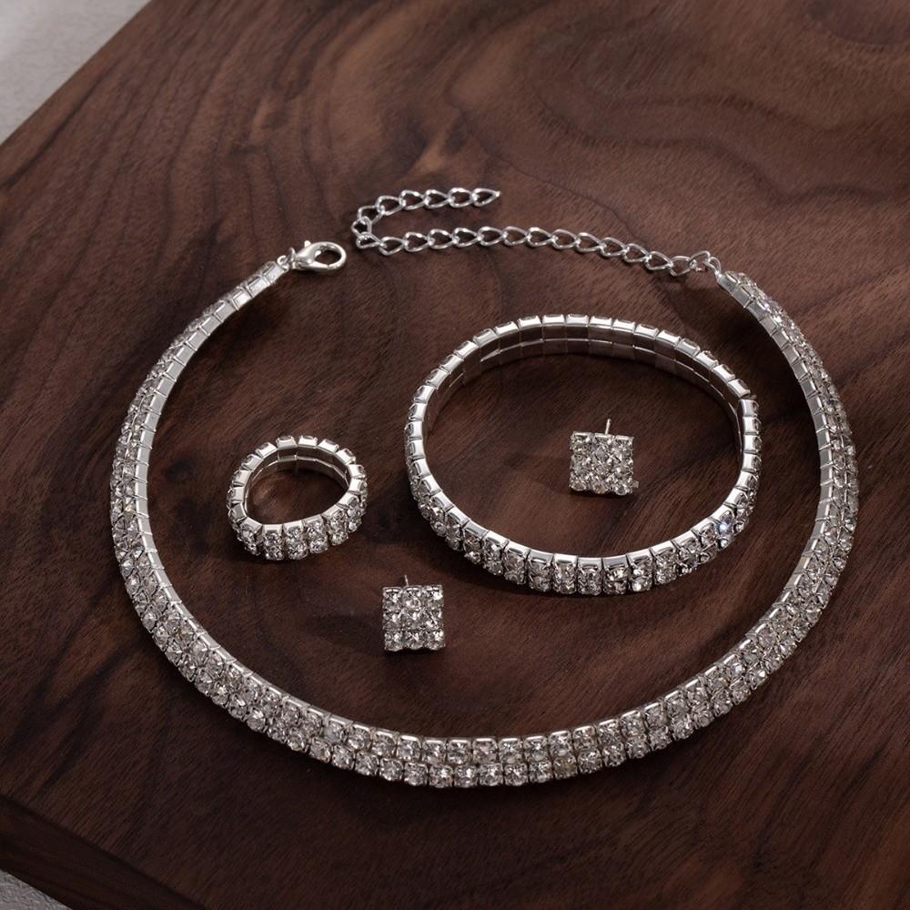 Necklace Crystal Jewelry Romantic Rhinestone Jewelry Set Wedding Accessories  Bridal Wedding