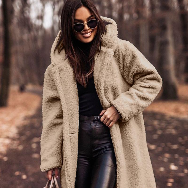 2026 Autumn Winter Women's Long Wool Coat - Fashionable Solid Color Mid-Length Long Sleeve Overcoat