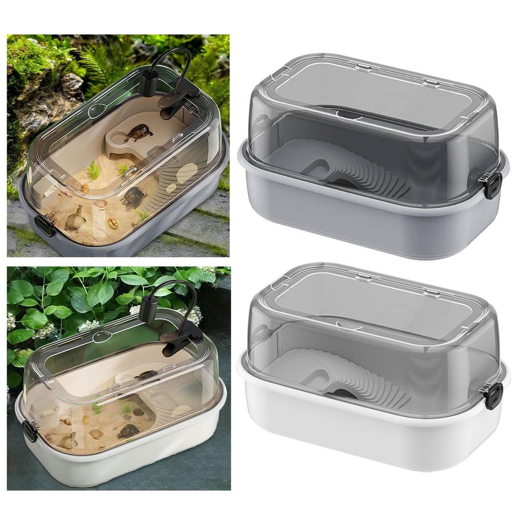 Turtle Aquarium with Platform Easy To Change Water Tortoise Aquarium Habitat for Terrapin Tortoise Crayfish Lizards Crabs