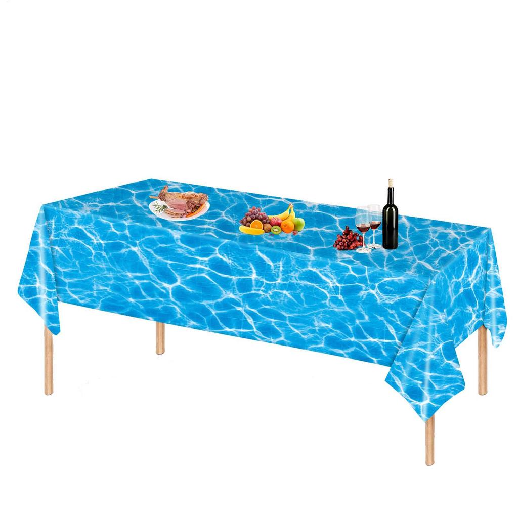 Tischdecke mit Meeresmotiv „Blaues Meer“ – Tischdecke mit Wellenmuster – Tischdecke für Geburtstagsfeiern, Kinder- und Erwachsenenpartys, Sommerparty-Tischdecke, 137 x 274 cm