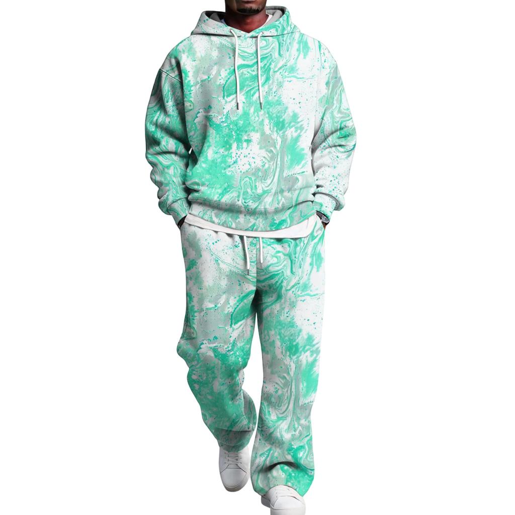 Men's Hoodie and Sweatpants Set with Elastic Waist, Casual Two Piece Outfit