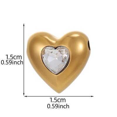 1pc Zircon Inlay Heart Shape Pendant Charms Stainless Steel Pendants for Jewelry Making Accessries DIY