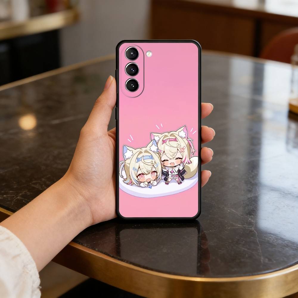 F-FuwaMoco-CO Phone Case For Samsung S25,24,23,22,30,21,10,9,Ultra,Plus,Lite,FE,4,5 G Soft Black Case Samsung S22ULTRA5G