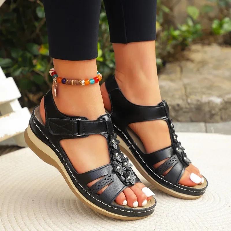Fashion Woman Shoes 2025 Hot Sale Peep Toe Platform Wedge Women's Sandals Fashion Floral Women New Plus Size Best Seller Casual Sandals