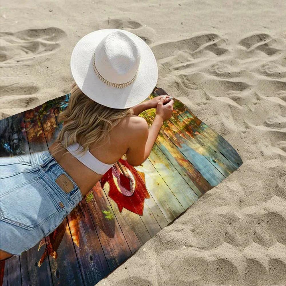 W-World Of W-Warcraft Beach Towel Cartoon Cute Summer Kids Large Bath Pool Beach Towel Microfiber Absorbent For Swimming Travel