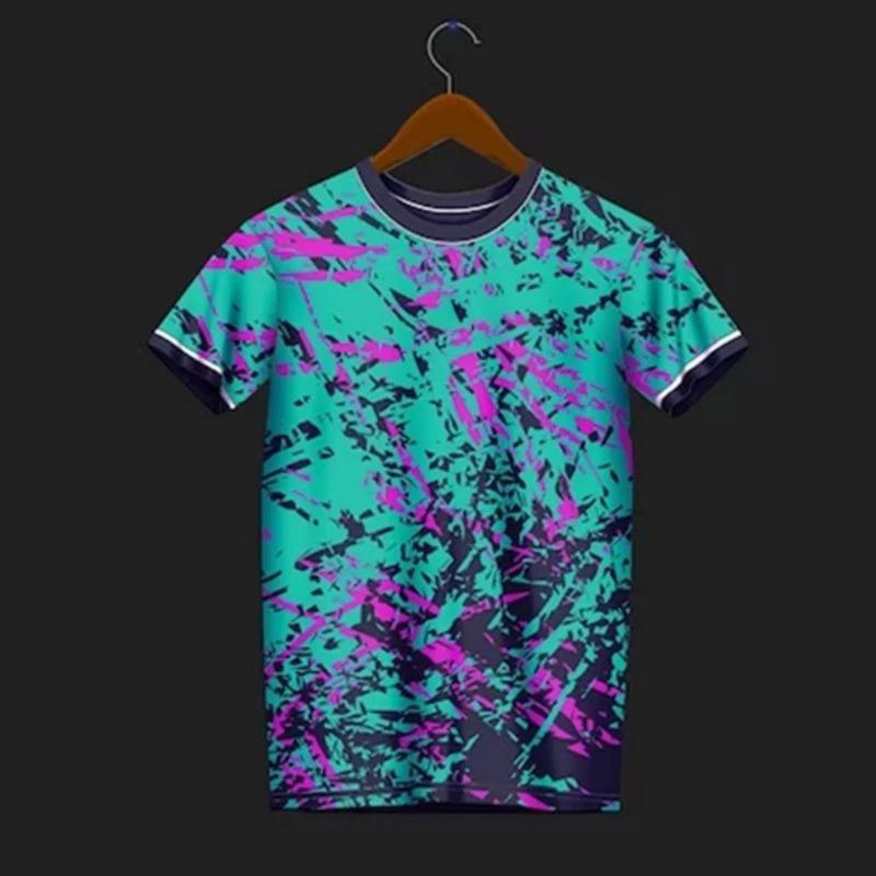 Summer Men's Breathable Round Neck Personalized Graffiti Printed