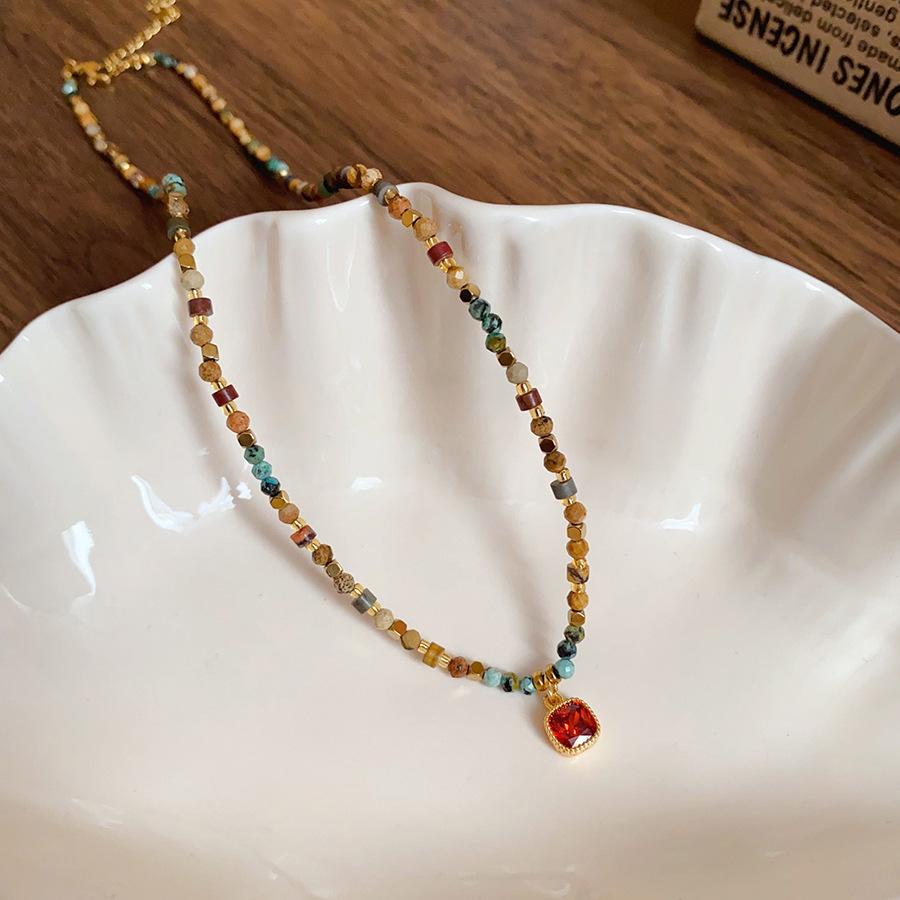 Ethnic Style Irregular Beaded Crystal Beaded Necklace Women's Clavicle Chain Holiday Style Necklace