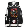 Demon Slayer Anime Print Student Backpack USB Charging Port Lightweight School Bag for Boys Girls