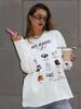 2025 Early Autumn Trendy Loose-Fit Long-Sleeve T-Shirt for Women - European & American Style, Pure Cotton, Fun Print