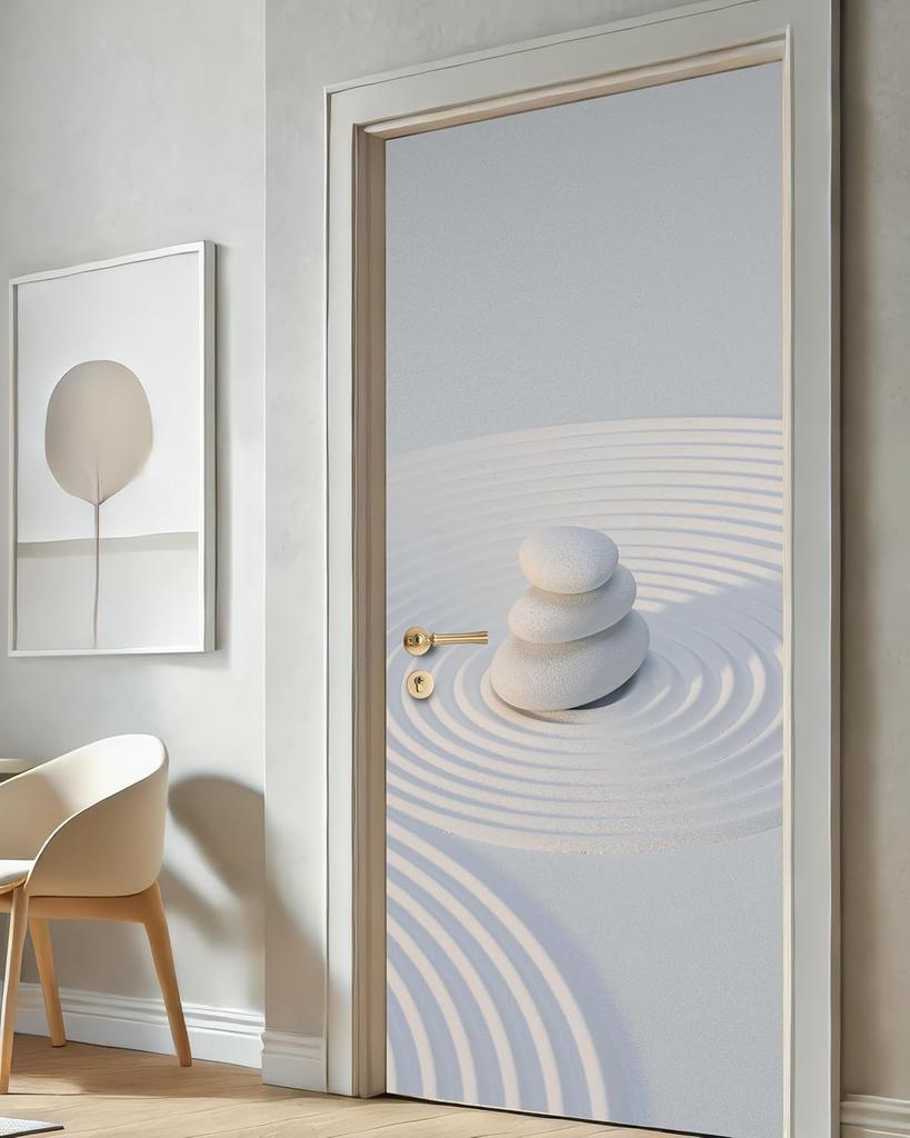 9Stlye Bookcase Peel and Stick Door Sticker Mural Self-Adhesive, Removable Waterproof Vinyl Door Decal for Bedroom and Living Room Wall Decoration