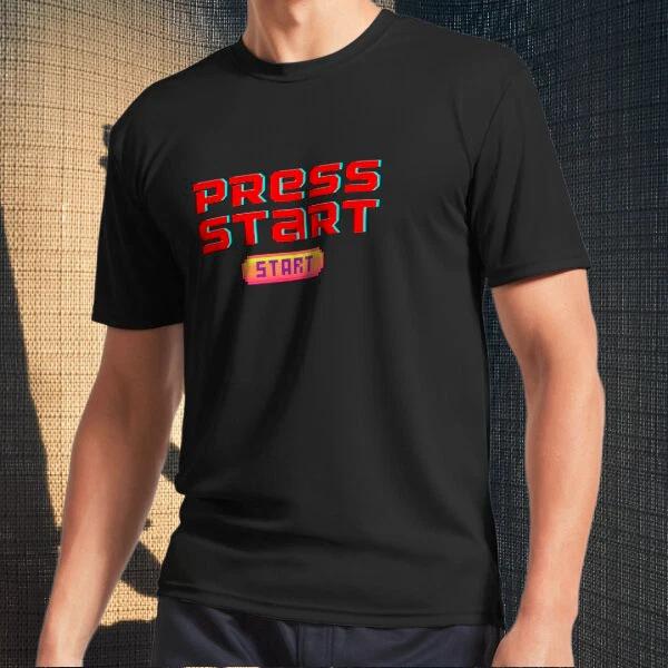 Men s and Women s T-shirts Press Start - Classic and Retro Gaming S
