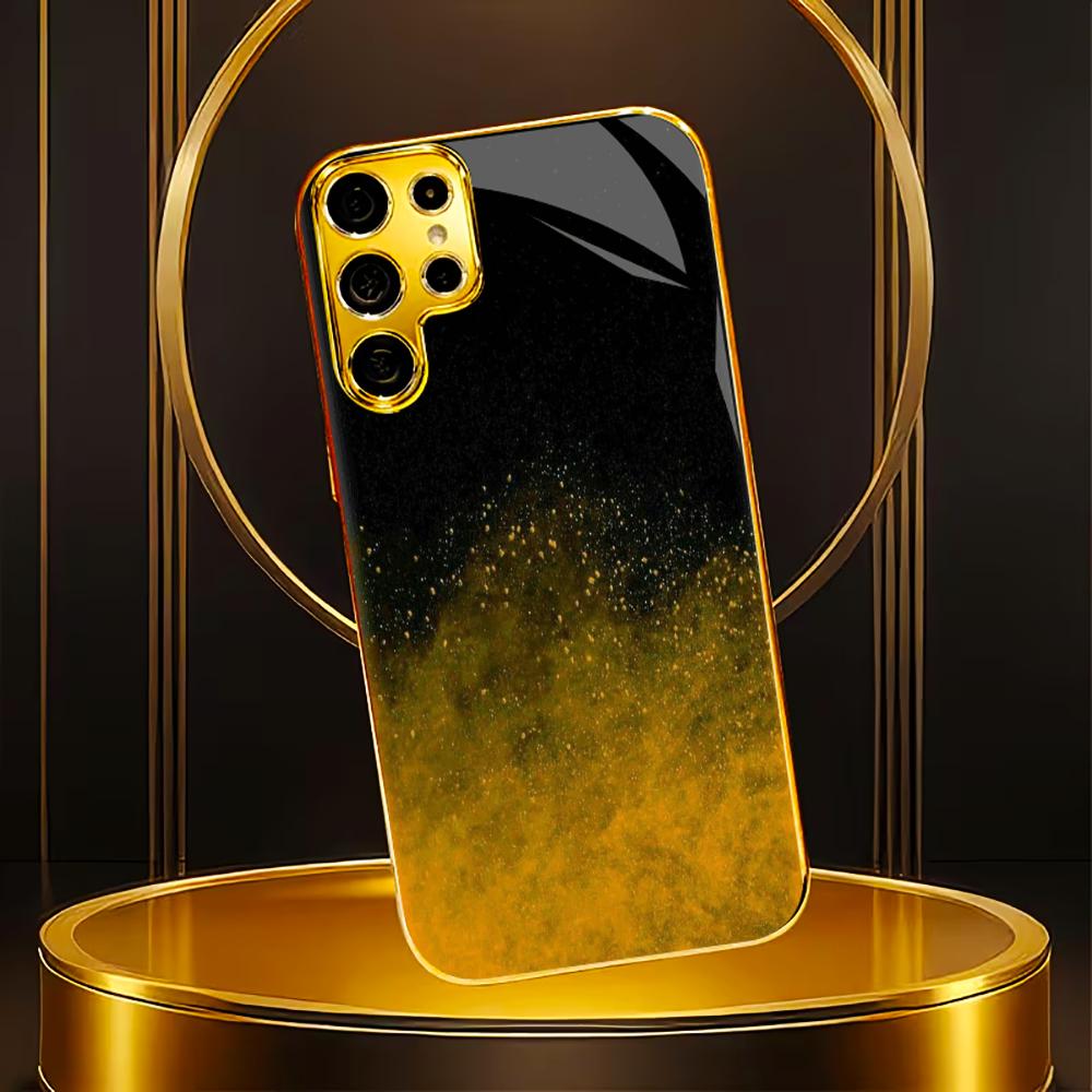 Black gold faddish cellphone new Bestseller model PhoneCase Glass PhoneCase for Samsung Galaxy S26 S25 S24 S23 S22 FE,Ultra,Plus