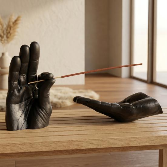 Pair Hand Statues Incense Holder Resin Incense Burner Ash Catcher Decorative Incense