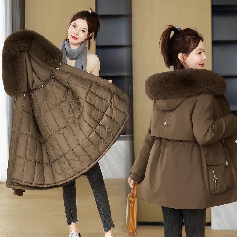 Winter New Pie Overcomes Women's Removable Fur Collar Versatile Cotton-padded Clothes, One Dress and Three Women's Coats