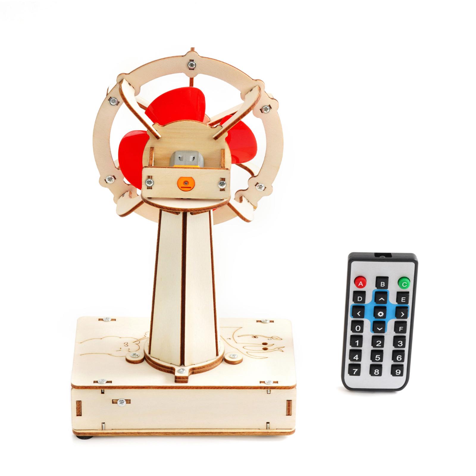 DIY Wooden Science Experiment Kit: Infrared Remote Control Fan for Students