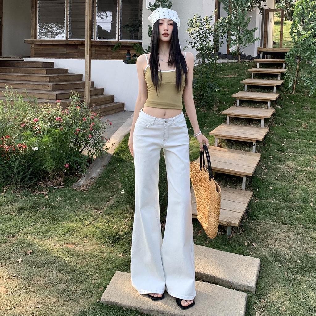 American-Style Low-Rise Stretchy Micro-Flare Jeans for Women - 2026 Spring Collection, Loose Fit Bell Bottoms