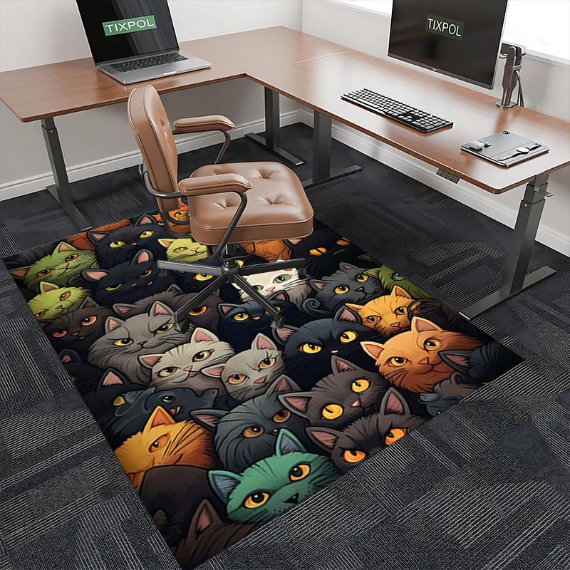 1pc Colorful Cat Pattern Chair Mat - Festive Gift for Office Chairs, Non-Slip Carpet Suitable for Home Decor, Living Room, Bedroom, Game Room.P090