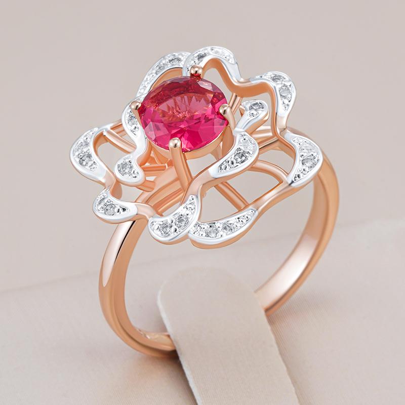 Shiny Red Natural Zircon Ring For Women Fashion  Rose Gold  Color Mix High Quality Daily Fine Retro Jewelry