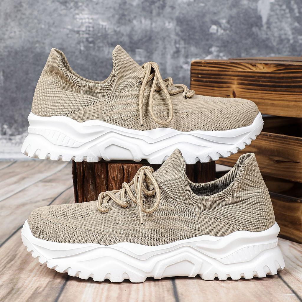Fashion Chunky Shoes Platform Sneakers for Women Knitted Men's Casual Sports Shoes Breathable Trainers Elastic Slip-on Shoes