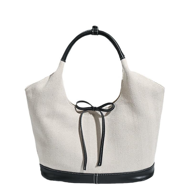 Niche Retro Shoulder Canvas Bag Lady, New Korean Version Simple Work Small Bag Underarm Commuter Bag