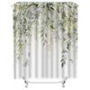 Charming White Flowers and Green Leaves Shower Curtain for Modern Bathroom Decor Waterproof Fabric with Hooks Enhances HomeStyle