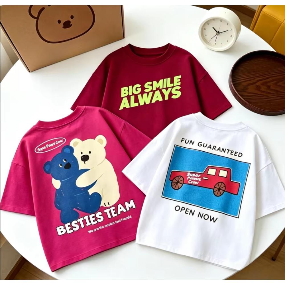 Children's Crew-neck Cotton T-shirt - Spring/Summer Boys/Girls Soft and Comfortable Casual Top
